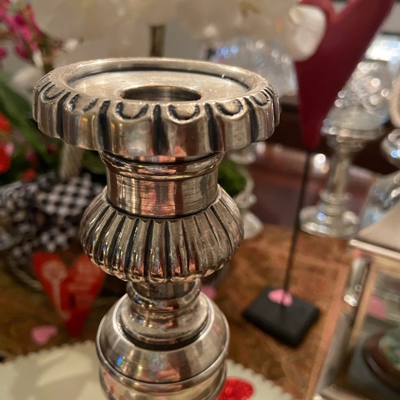 Decorative Crafts Inc. 12” Pewter Candle Stick Pair - Picture 10 of 13